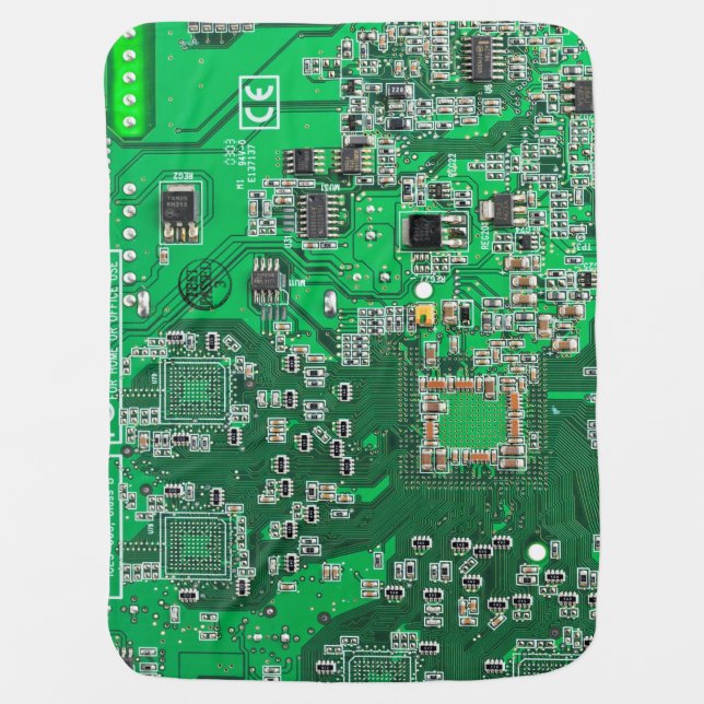 Green PCB Circuit Board Design for IT Pros Swaddle Blanket (Front)