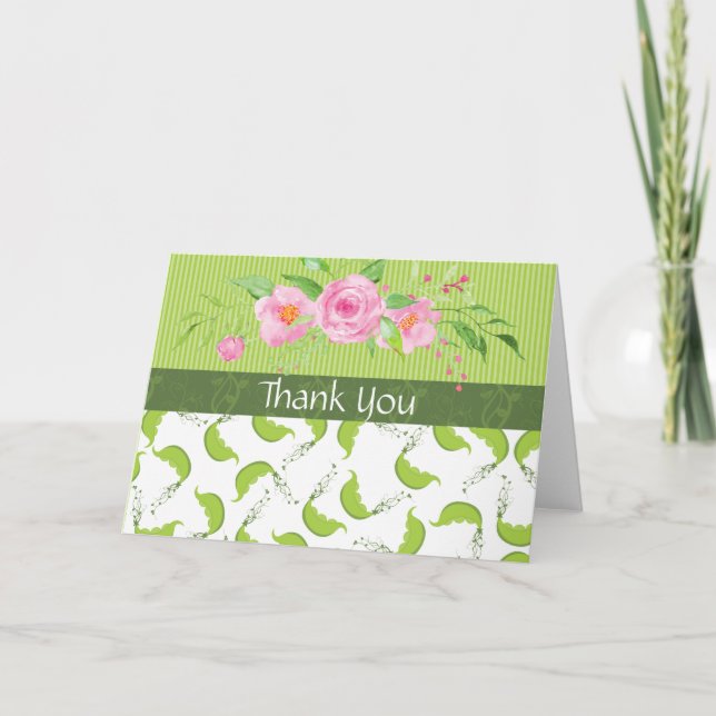 Green Pea "Baby Shower Thank You" Thank You Card (Front)