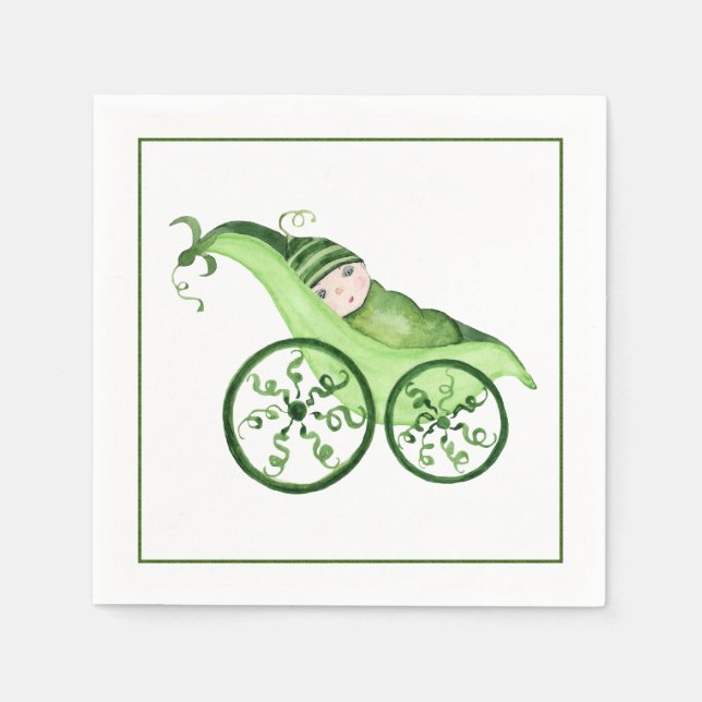 Green Pea Baby Stroller and Baby Paper Napkins (Front)