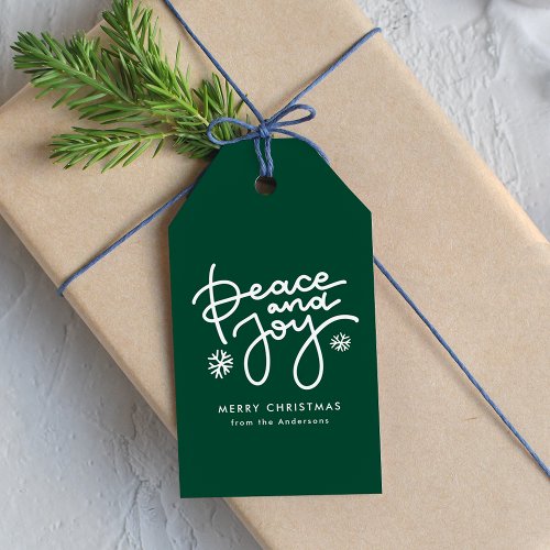 Green Peace and Joy Holiday Gift Tags