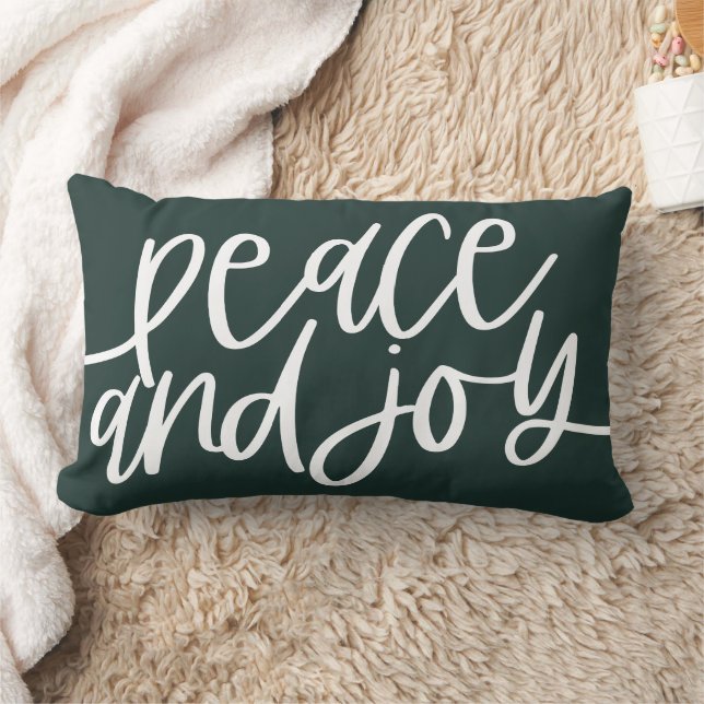 Green Peace and Joy Holiday  Lumbar Pillow (Blanket)