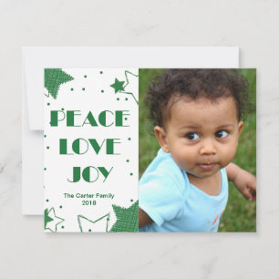 Green Peace Love and Joy Holiday Photo Card