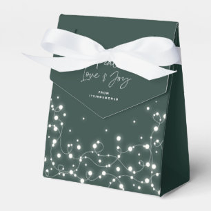 Green Peace Love+Joy Christmas Sparkling Lights Favor Boxes