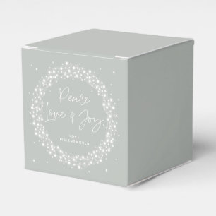 Green Peace Love+Joy Christmas Sparkling Lights Favor Boxes