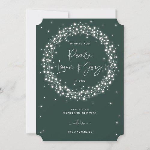 Green Peace LoveJoy Sparkling Lights Christmas Holiday Card