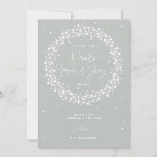 Green Peace LoveJoy Sparkling Lights Christmas Holiday Card