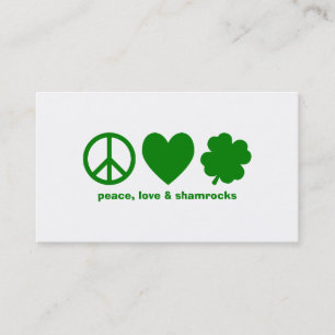 Green Peace Love & Shamrocks Business Card