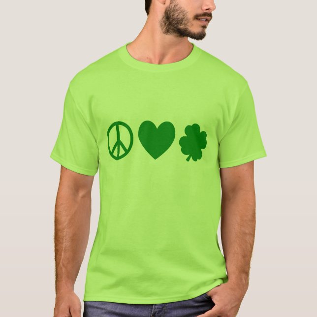Green Peace Love & Shamrocks T-Shirt (Front)