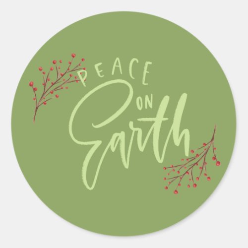 Green Peace on Earth Christmas Envelope Seals