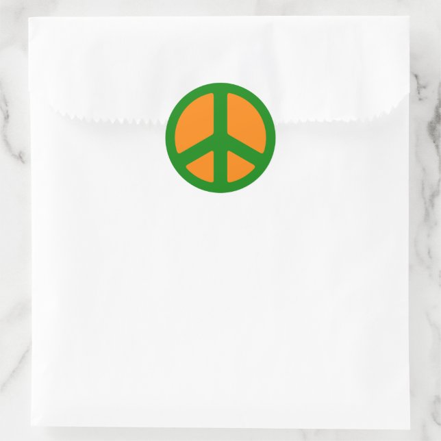 Green Peace Sign Classic Round Sticker (Bag)