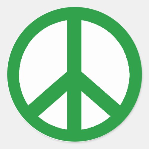 Green Peace Sign Classic Round Sticker