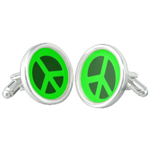 Green Peace Sign Cufflinks