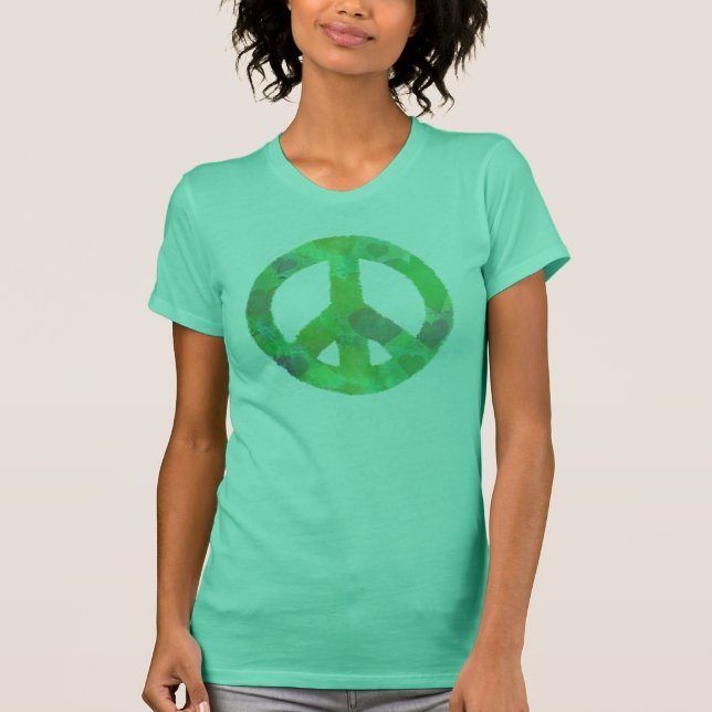 GREEN PEACE SIGN HEART DESIGN T SHIRT cute abstrac (Front)