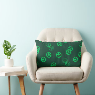 Green Peace Sign Pattern Lumbar Pillow