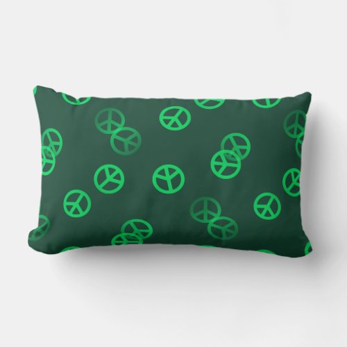Green Peace Sign Pattern Lumbar Pillow