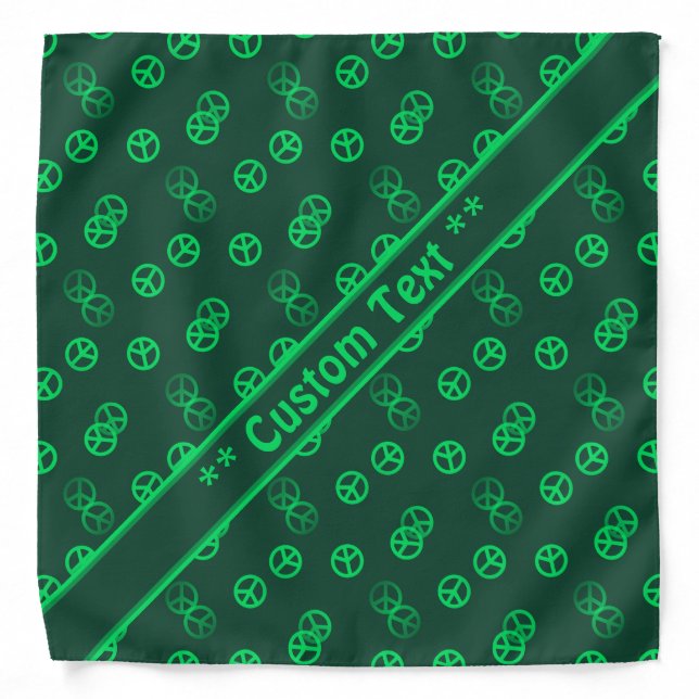 Green Peace Sign Pattern w/ Custom Text Bandana (Front)