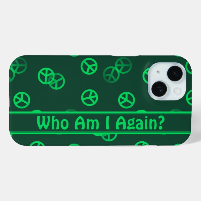 Green Peace Sign Pattern w/ Custom Text Case-Mate iPhone Case (Back (Horizontal))
