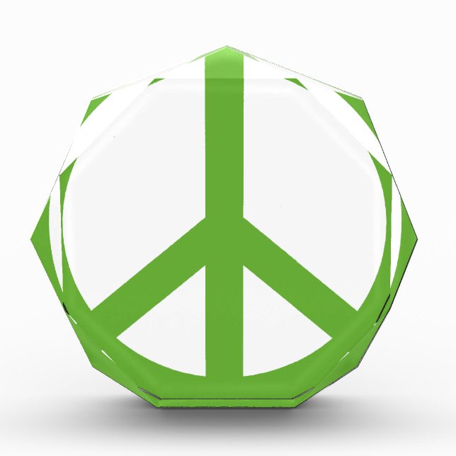 Green Peace Sign Symbol Acrylic Award (Front)