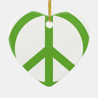 Green Peace Sign Symbol Ceramic Ornament