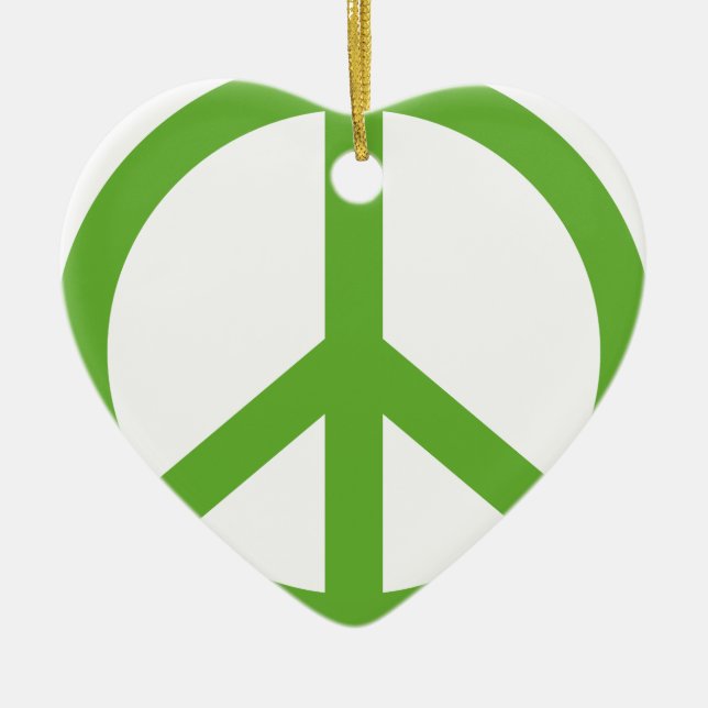 Green Peace Sign Symbol Ceramic Ornament (Front)