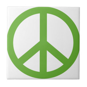 Green Peace Sign Symbol Ceramic Tile