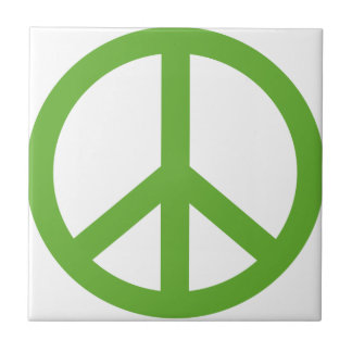 Green Peace Sign Symbol Ceramic Tile