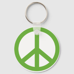 Green Peace Sign Symbol Keychain