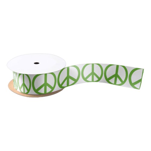 Green Peace Sign Symbol Satin Ribbon