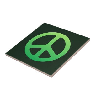 Green Peace Sign Tile
