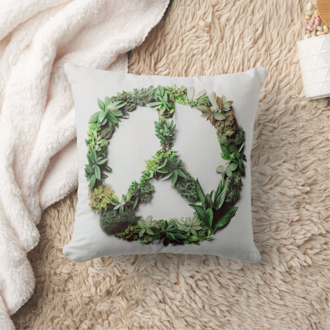 Green Peace Throw Pillow (Blanket)