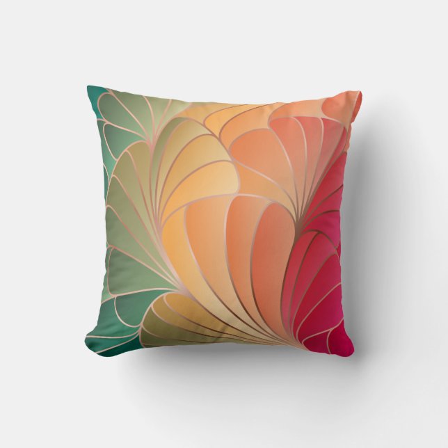 Green, Peach, Apricot, Watermelon New Art Nouveau  Throw Pillow (Front)