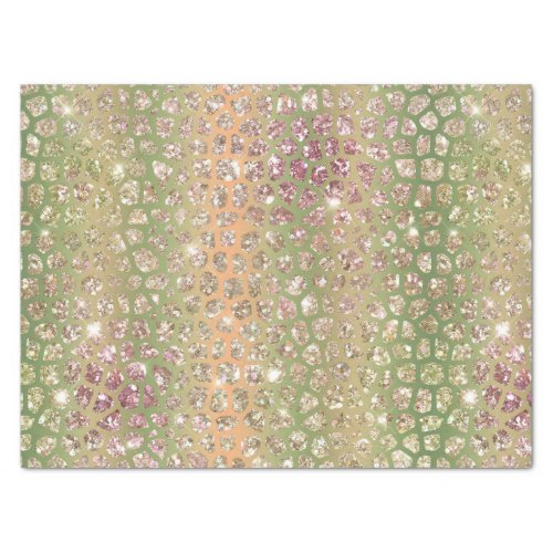 Green Peach Glitter Giraffe Print Tissue Paper