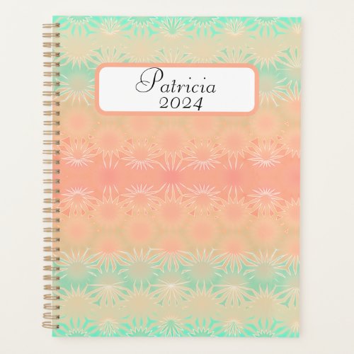 Green Peach Melon and Coral Geometric Planner