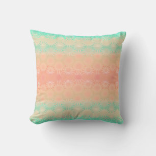 Green, Peach, Melon and Coral Geometric Throw Pillow