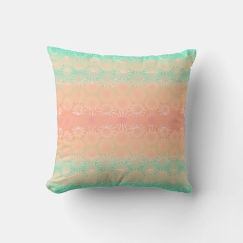 Green Peach Melon and Coral Geometric Throw Pillow