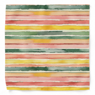 Green Peach Rose Red Yellow Stripes Bandana
