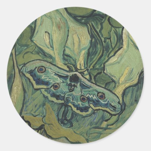 Green Peacock Emperor Moth by Vincent van Gogh Classic Round Sticker