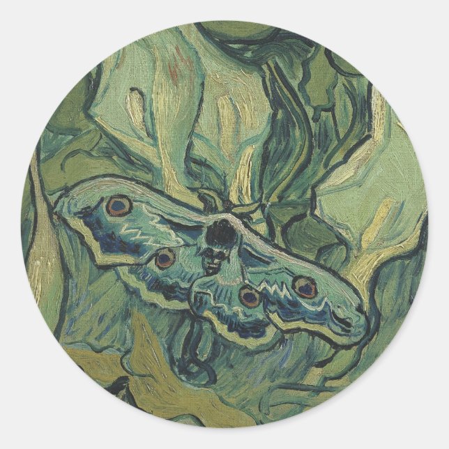 Green Peacock (Emperor) Moth by Vincent van Gogh Classic Round Sticker (Front)