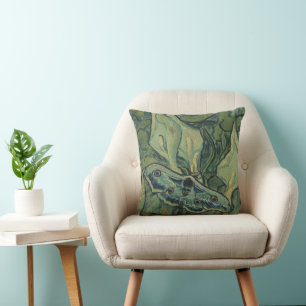 Green Peacock (Emperor) Moth by Vincent van Gogh Throw Pillow