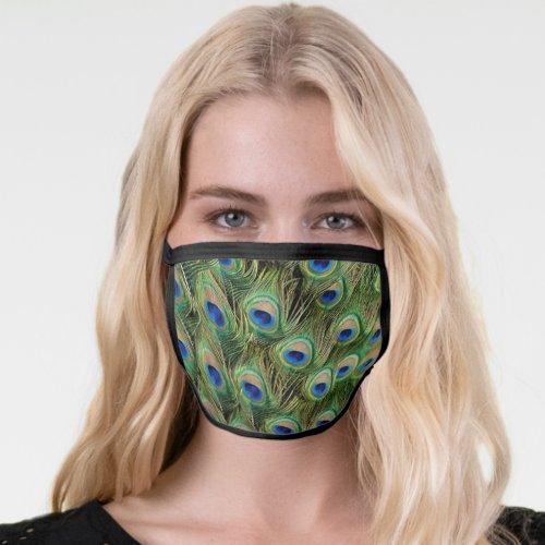 Green Peacock Feather Face Mask