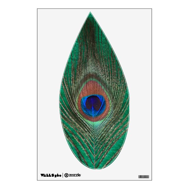 Green Peacock Feather Leaf  Wall Decal (Front)