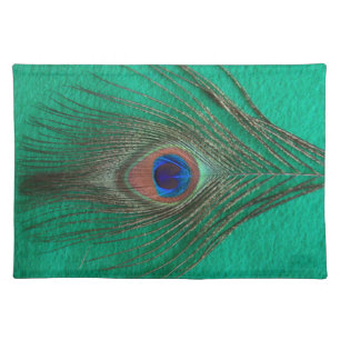Green Peacock Feather Placemat