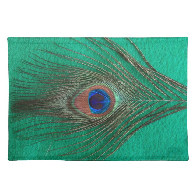Green Peacock Feather Placemat (Front)