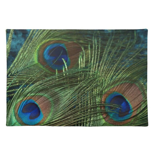 Green Peacock Feather Placemat (Front)