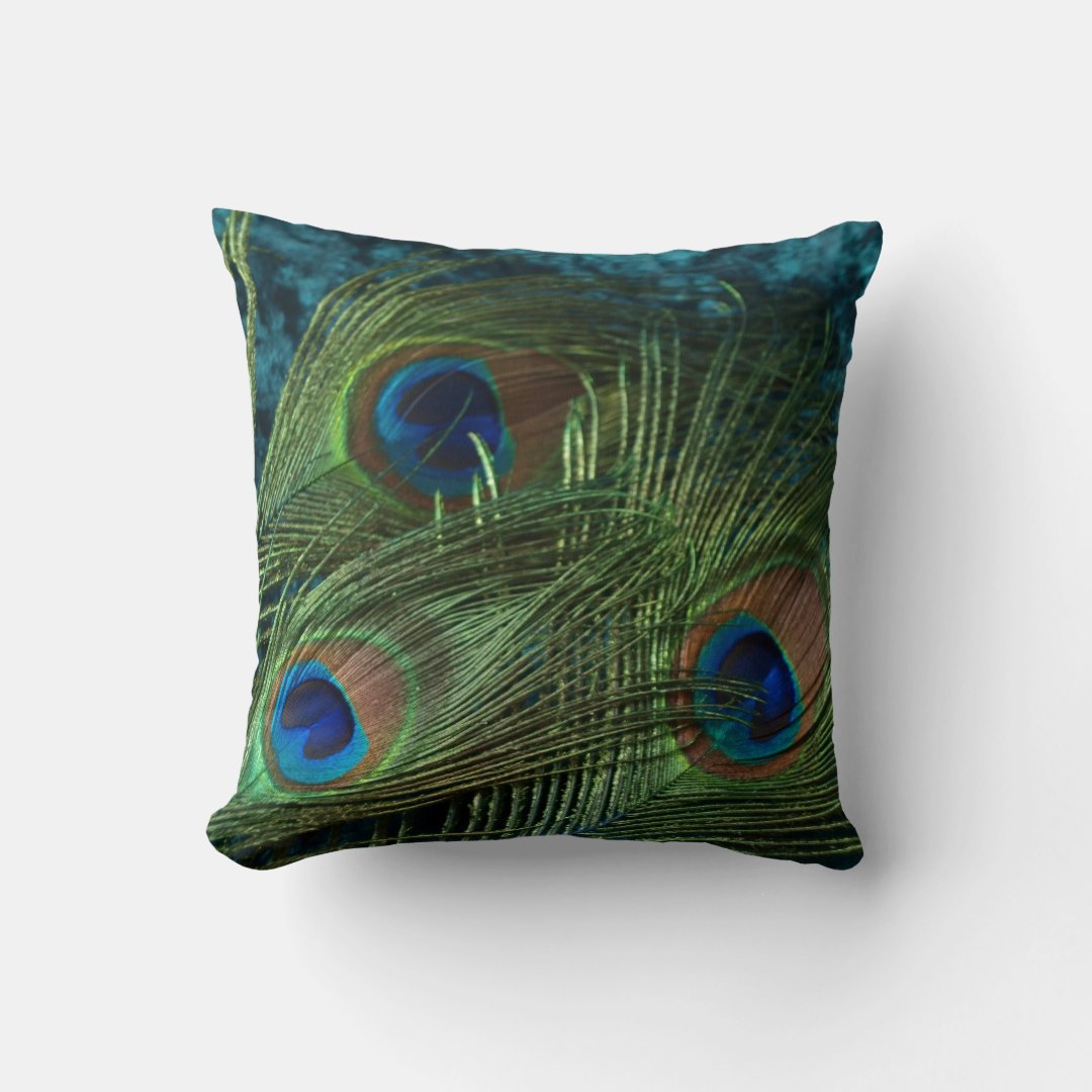 Green Peacock Feather Throw Pillow | Zazzle