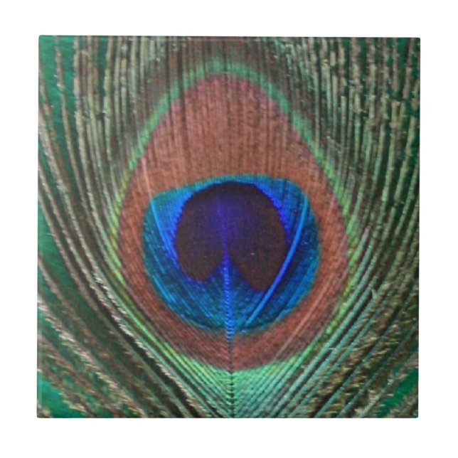 Green Peacock Feather Tile (Front)