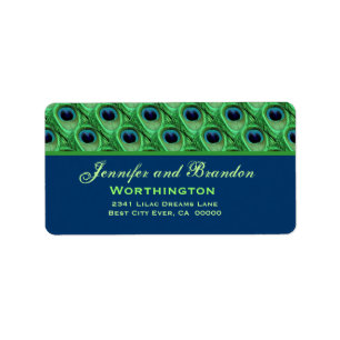 Green Peacock Feathers Label