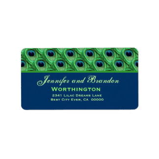 Green Peacock Feathers Label