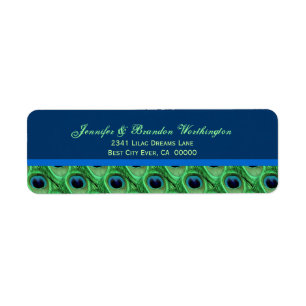 Green Peacock Feathers Label
