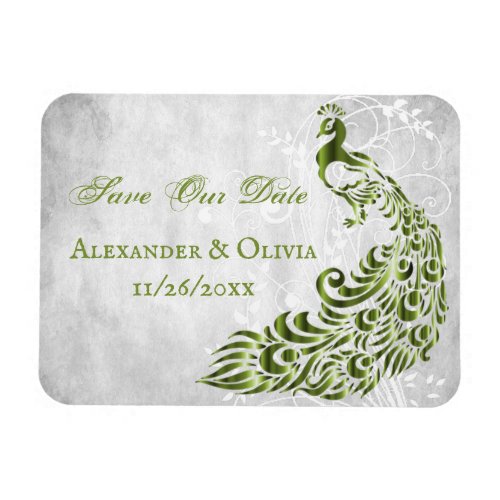 Green Peacock Leaf Vine Save The Date Magnet